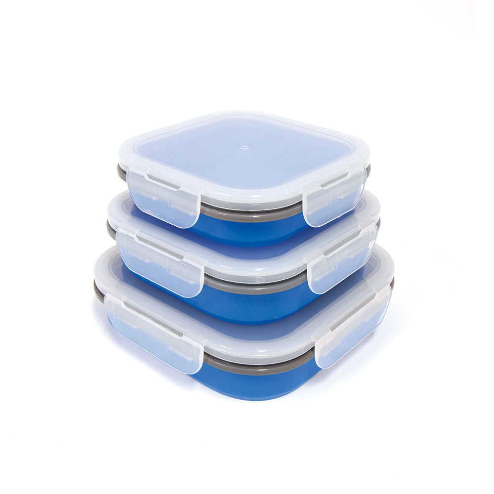 Companion Popup Food Containers (Blue, 3 Pack) | Collapsible & BPA-Free