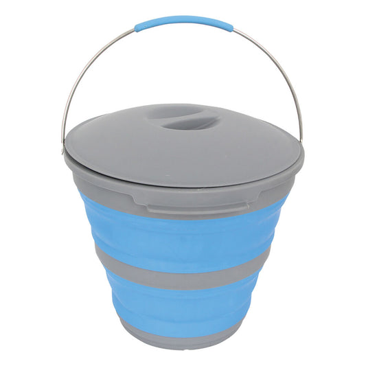 Popup Bucket with Lid 10L Blue - Collapsible & Odour Control