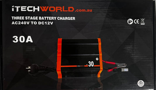 iTech World 30A Battery Charger - Lithium & Lead Acid Compatible